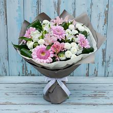 Букет цветов из:  Герберы, Альстромерии и Хризантемы в Преображенском Ставропольского края