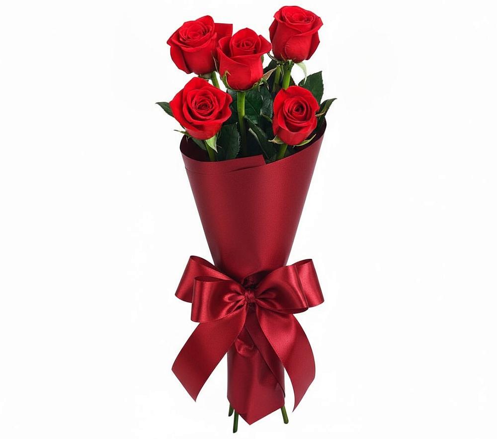 Букет 5 Красных роз Эдлесс Лав в Преображенском Ставропольского края