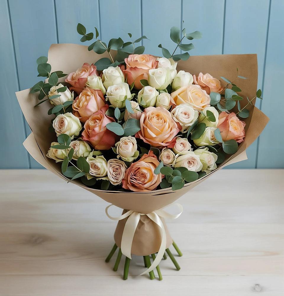 Букет цветов из: Альстромерии и Розы в Преображенском Ставропольского края