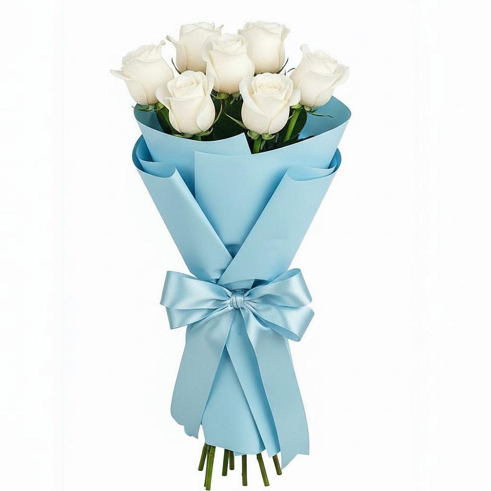 Букет 7 белых роз Проуд в Преображенском Ставропольского края