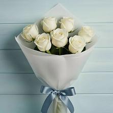 Букет 7 Белых роз Эдлесс Лав в Преображенском Ставропольского края