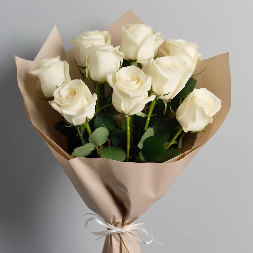 Букет 9 Белых роз Эдлесс Лав в Преображенском Ставропольского края