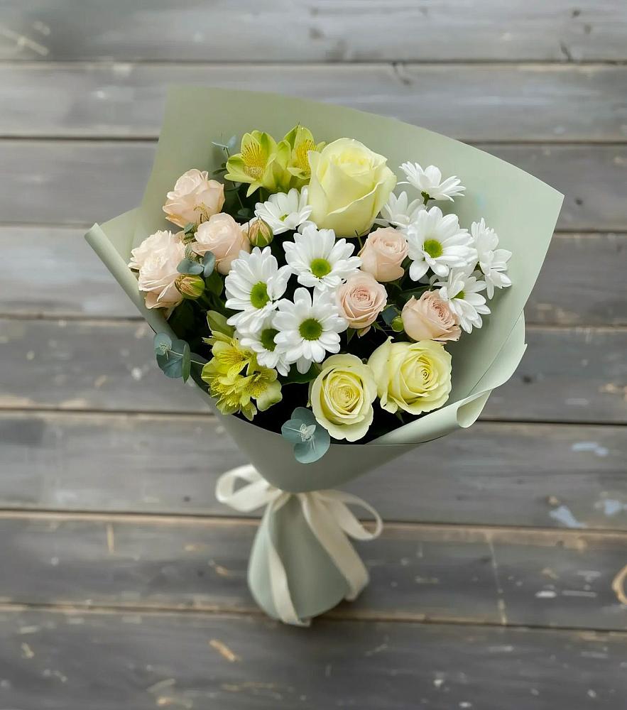 Букет цветов из: Альстромерии, Розы и Хризантемы в Преображенском Ставропольского края