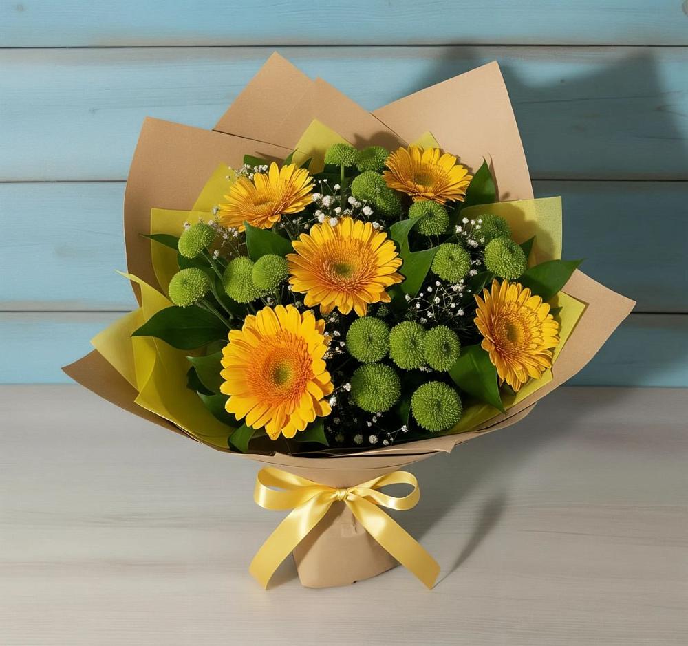 Букет цветов из: Герберы и Хризантемы в Преображенском Ставропольского края
