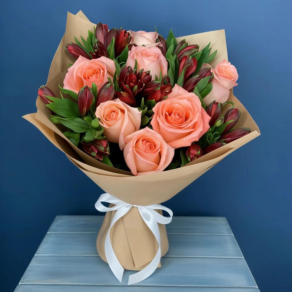 Букет цветов из: Розы и Альстромерии в Преображенском Ставропольского края