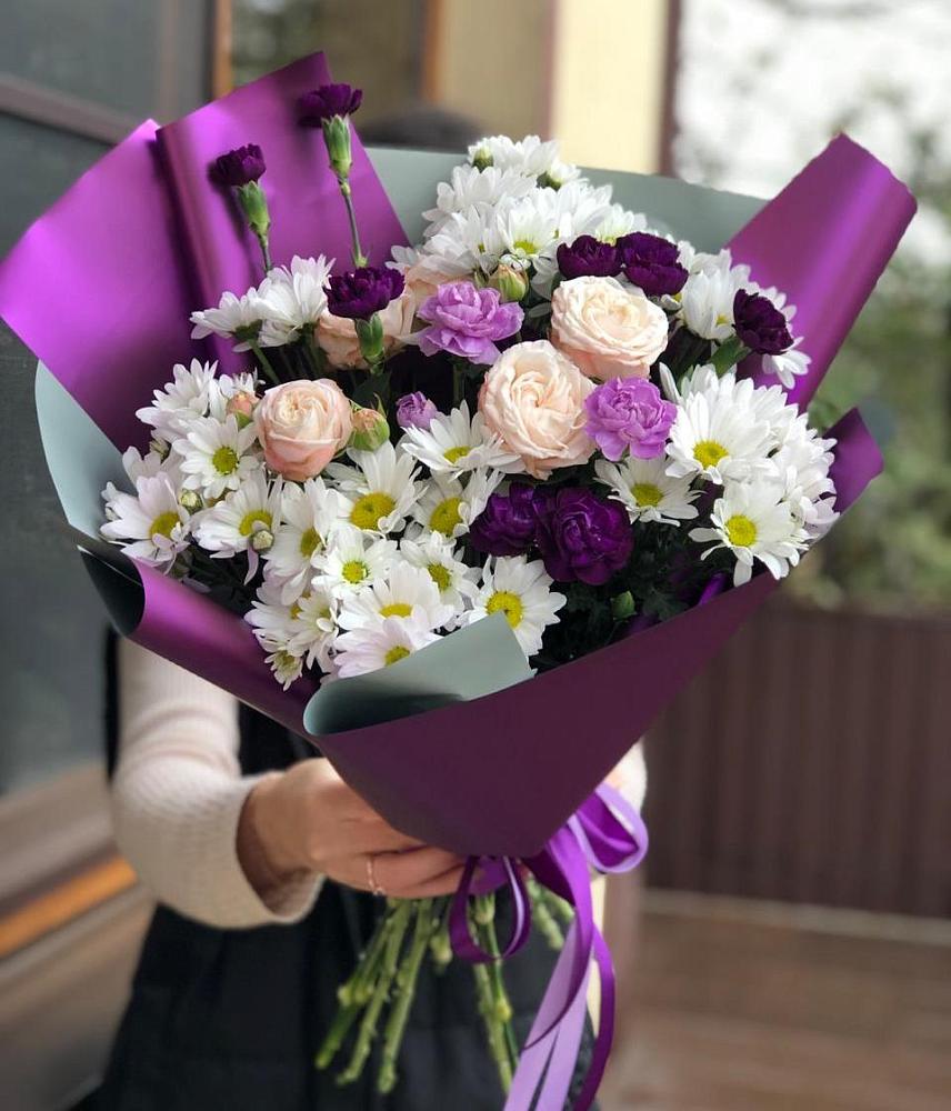 Букет цветов из: Хризантемы, Гвоздики и Розы в Преображенском Ставропольского края