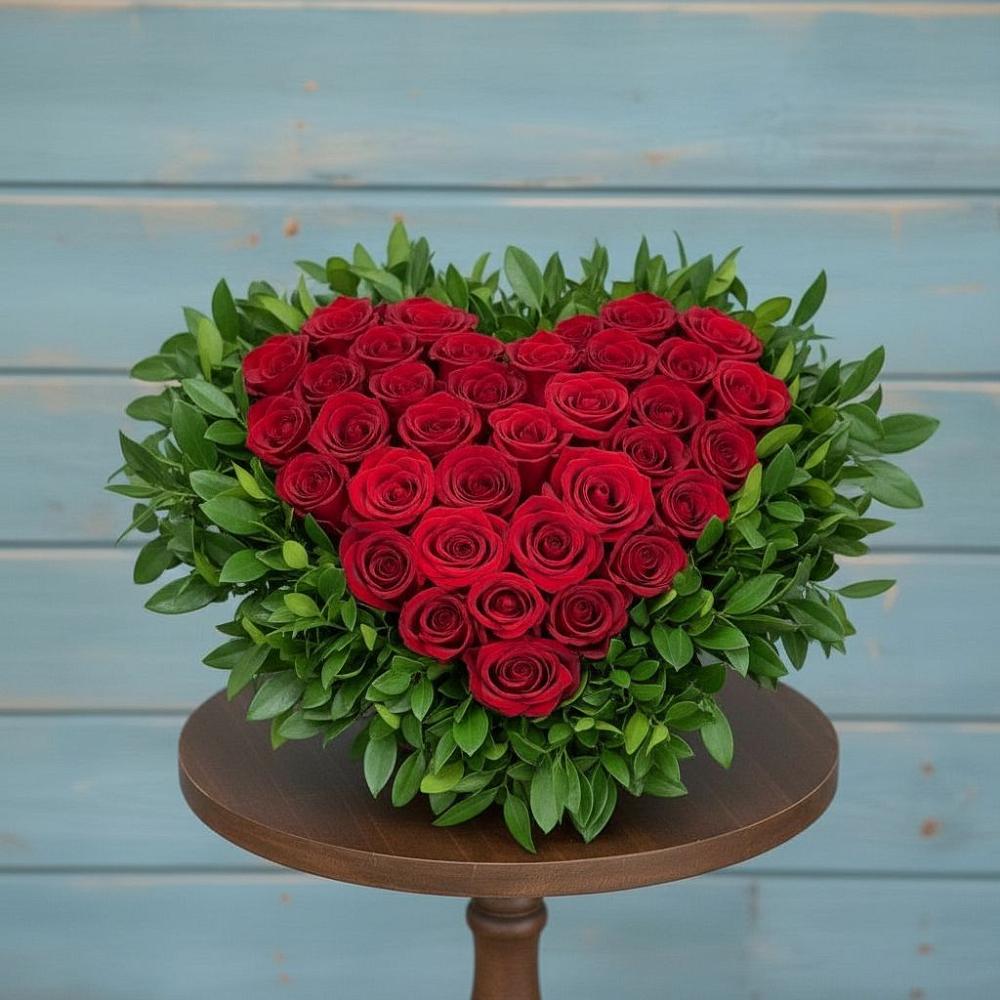 Цветочная композиция из Розы в виде сердца в Преображенском Ставропольского края