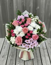 Букет цветов из:  Альстромерии, Гвоздики, Розы и Хризантемы #REPLACE_PRED# Преображенском Ставропольского края