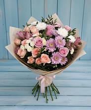 Букет цветов из:  Хризантемы, Розы и Альстромерии в Преображенском Ставропольского края